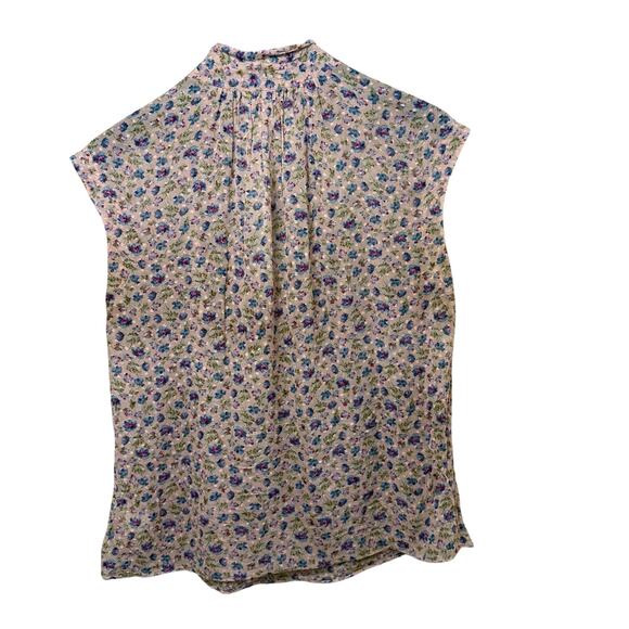 REBECCA TAYLOR Zelma Sleeveless Floral Tie Front Blouse Knotted Keyhole silk - Picture 3 of 5